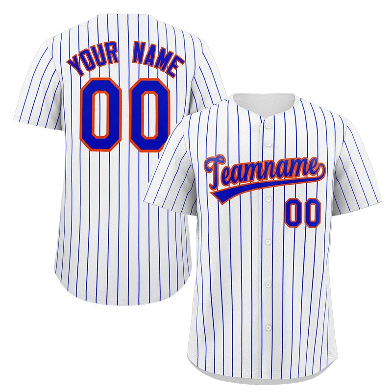 Baseball Jersey for Special Edition Fan Gear-Custom White Royal-Orange Stripe Fashion Authentic Baseball Jersey