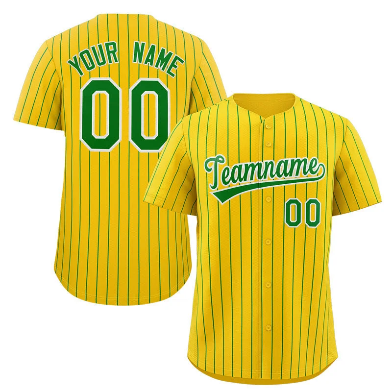 Baseball Jersey for Fundraising Events-Custom Yellow Green-White Stripe Fashion Authentic Baseball Jersey