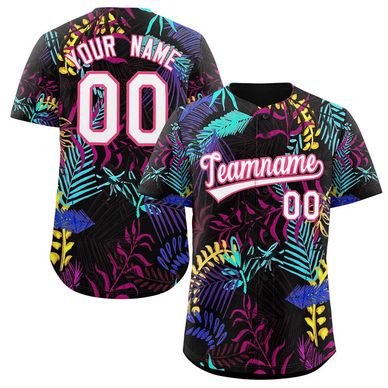 Baseball Jersey for Official League Merchandise-Custom Black White-Pink Graffiti Pattern Authentic Baseball Jersey