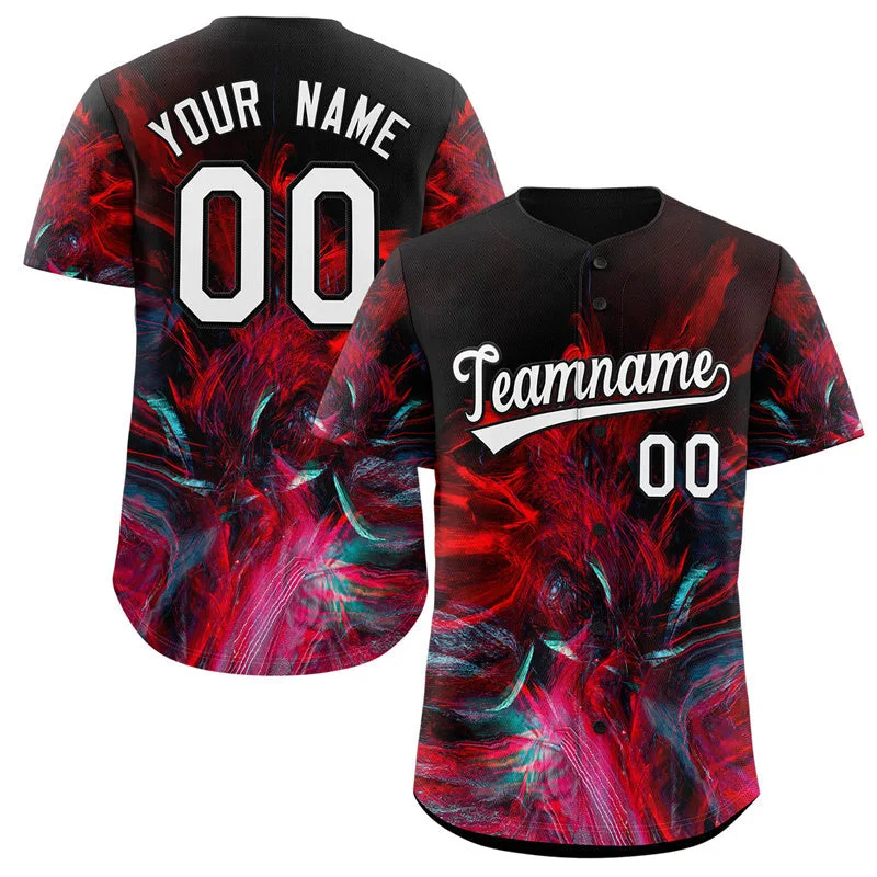 Baseball Jersey for Custom Team Apparel for Schools-Custom Red White-Black Graffiti Pattern Authentic Baseball Jersey