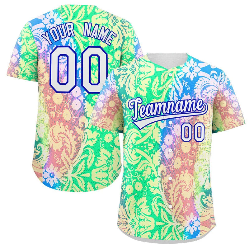 Baseball Jersey for Personalized Jerseys for Events-Custom Teal White-Royal Graffiti Pattern Authentic Baseball Jersey