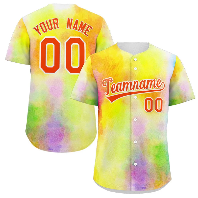 Baseball Jersey for Personalized Sports Apparel for Kids-Custom Yellow Red-White Graffiti Pattern Authentic Baseball Jersey