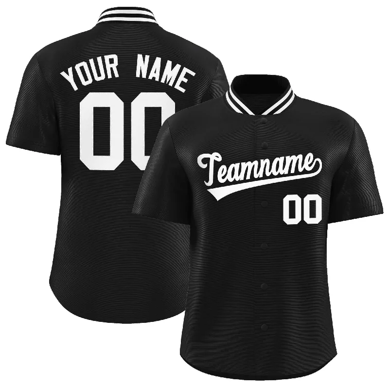 Baseball Jersey for Team Practice Gear-Custom Black Classic Style Authentic Stand Collar Baseball Jersey