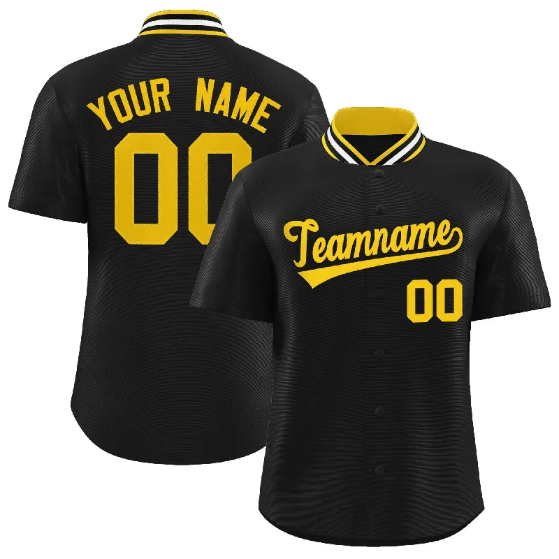 Baseball Jersey for Personalized Jerseys for Events-Custom Black Classic Style Authentic Stand Collar Baseball Jersey