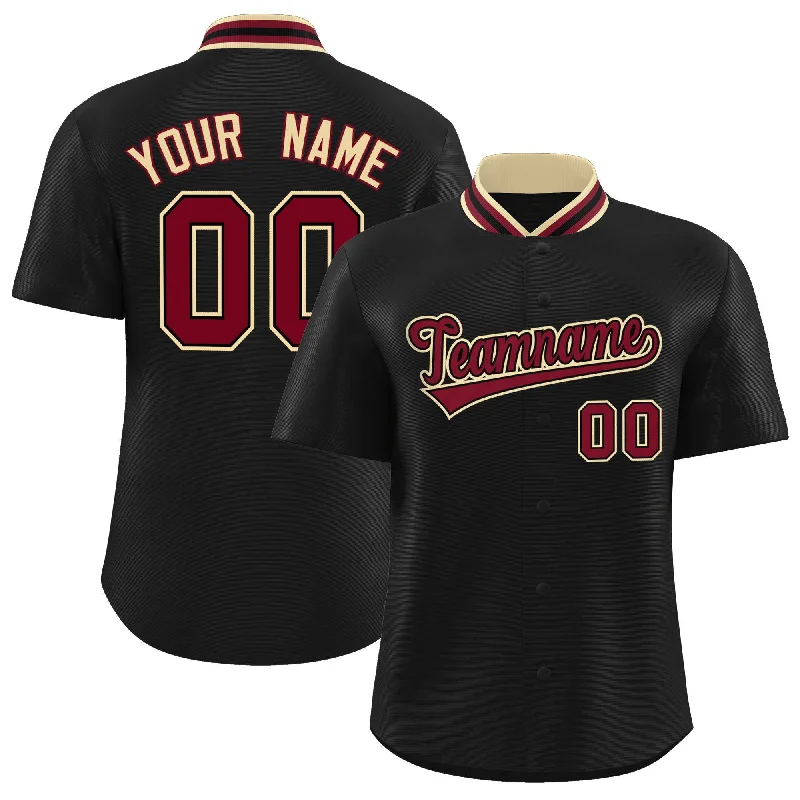 Baseball Jersey for Family Sports Events-Custom Black Classic Style Authentic Stand Collar Baseball Jersey