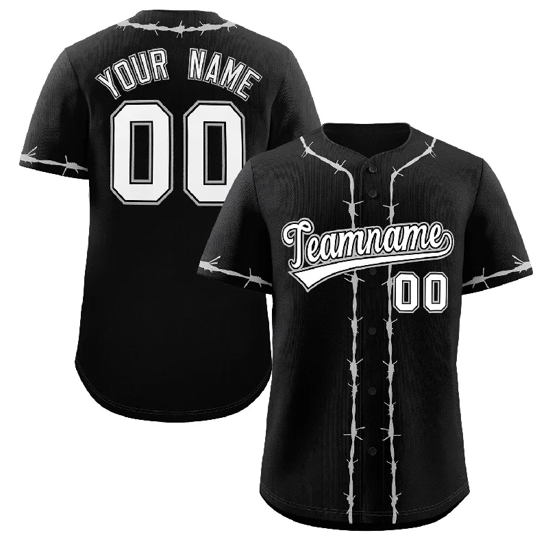 Baseball Jersey for Sports-Themed Gifts-Custom Black Gray Thorns Ribbed Classic Style Authentic Baseball Jersey