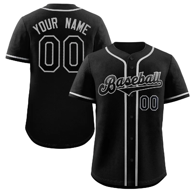 Baseball Jersey for Fan Apparel for College Teams-Custom Black Black-Gray Classic Style Authentic Baseball Jersey