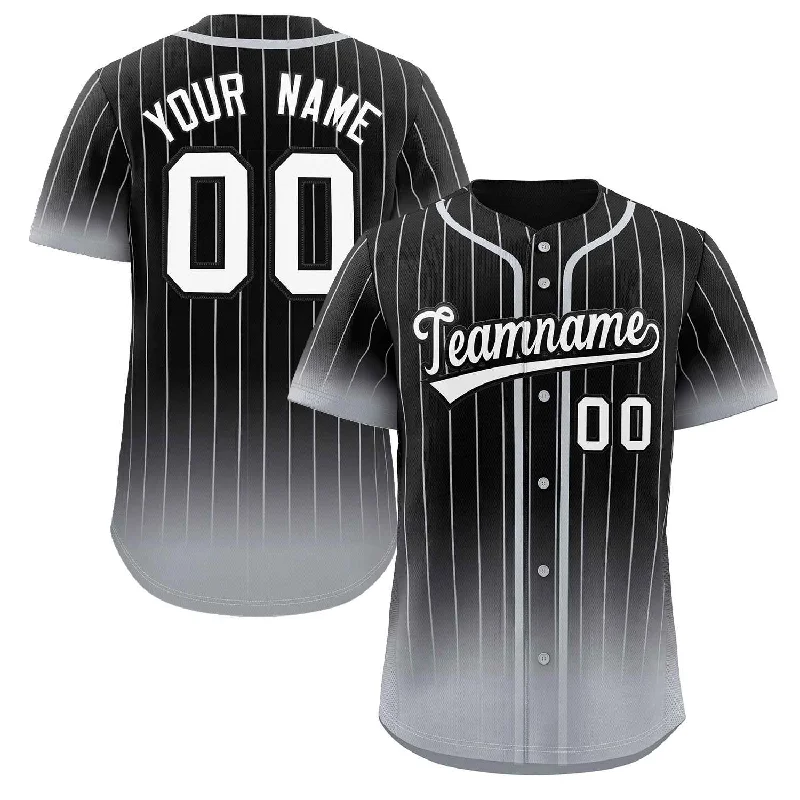 Baseball Jersey for Fun Baseball Fan Apparel-Custom Black Gray-White Gradient Stripe Fashion Authentic Baseball Jersey