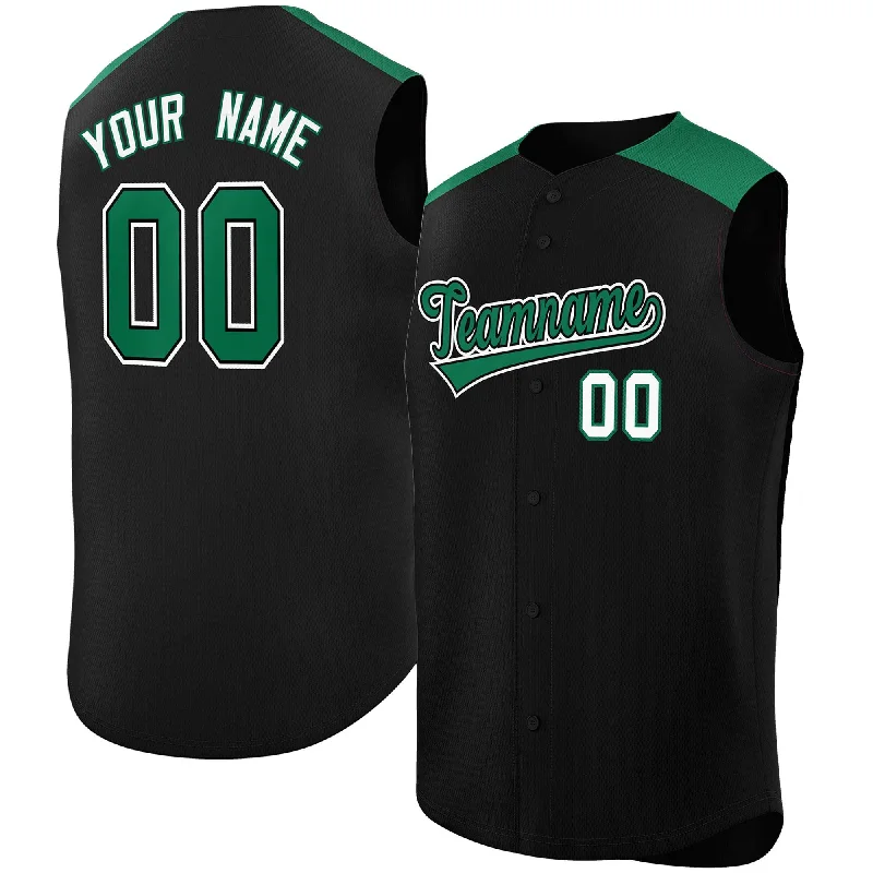 Baseball Jersey for Limited-Edition Baseball Team Jerseys-Custom Black Kelly Green Personalized Classic Authentic Sleeveless Baseball Jersey