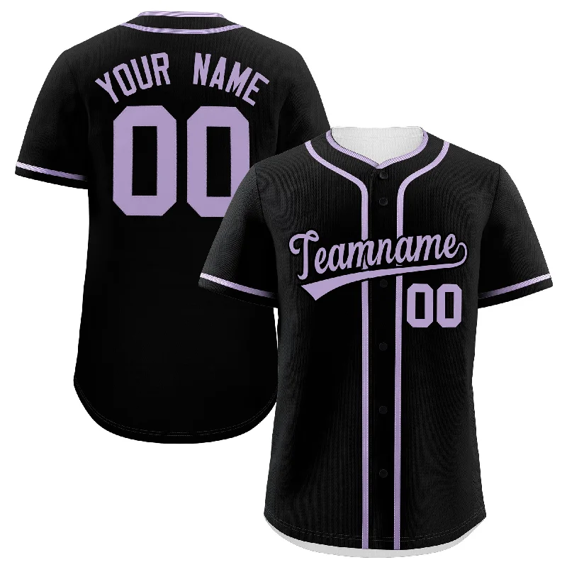 Baseball Jersey for Personalized Sports Apparel for Kids-Custom Black Light Purple Personalized Classic Authentic Baseball Jersey