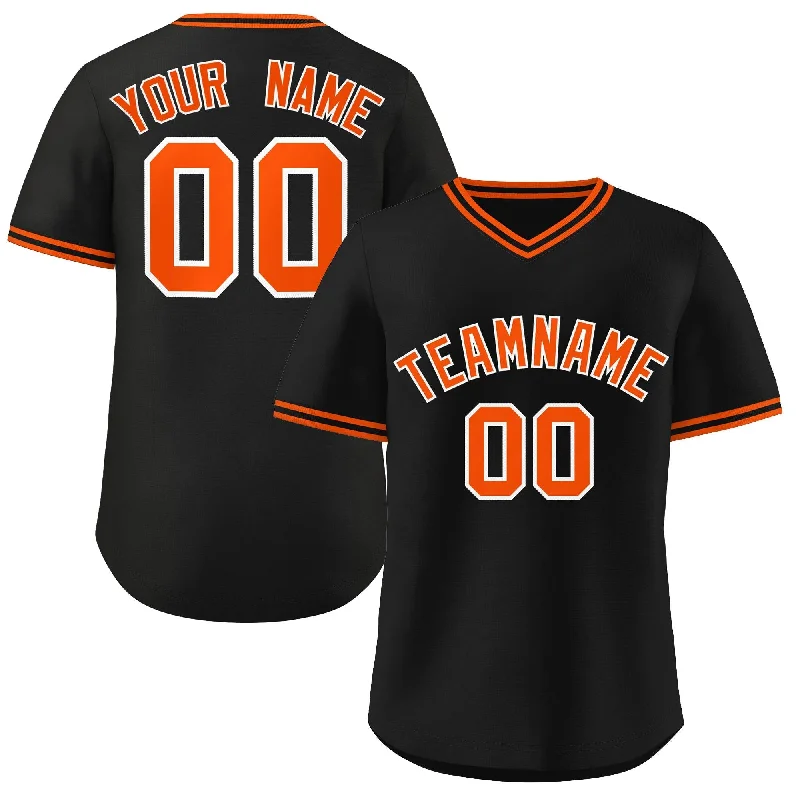 Baseball Jersey for Personalized Apparel for Baseball Games-Custom Black Orange Classic Style Personalized Authentic Pullover Baseball Jersey