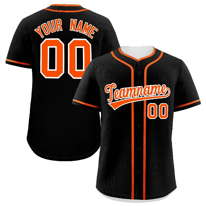 Baseball Jersey for Local Baseball Leagues-Custom Black Orange Personalized Classic Authentic Baseball Jersey