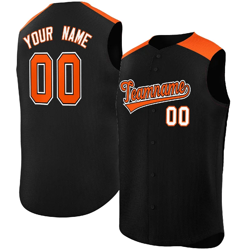 Baseball Jersey for Special Edition Baseball Fan Gear-Custom Black Orange Personalized Classic Authentic Sleeveless Baseball Jersey