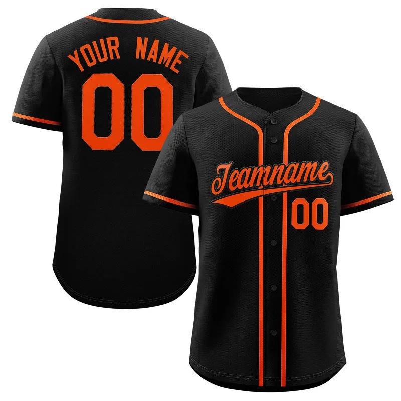 Baseball Jersey for Personalized Fanwear-Custom Black Orange Classic Style Authentic Baseball Jersey