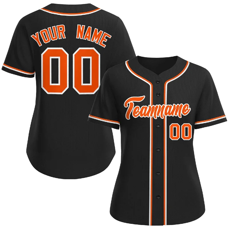 Baseball Jersey for School Spirit Wear-Custom Black Orange-White Classic Style Baseball Jersey For Women