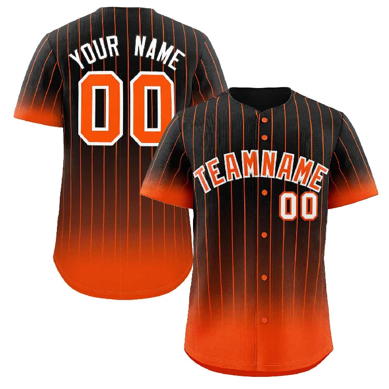 Baseball Jersey for Personalized Baseball Team Wear-Custom Black Orange-White Gradient Stripe Fashion Authentic Baseball Jersey