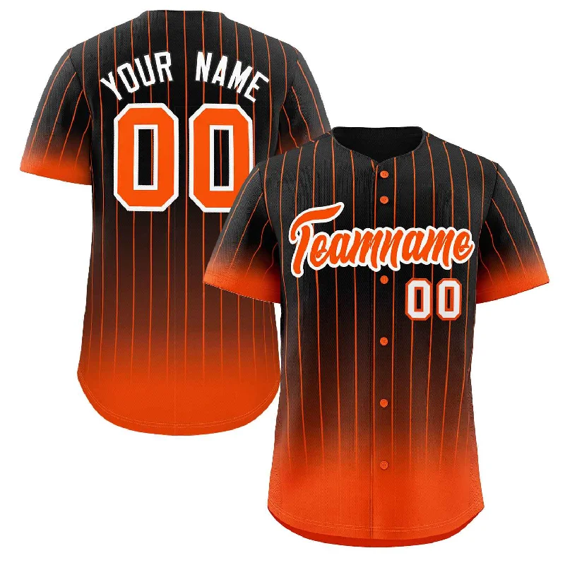 Baseball Jersey for Custom Team Apparel for Schools-Custom Black Orange-White Gradient Stripe Fashion Authentic Baseball Jersey