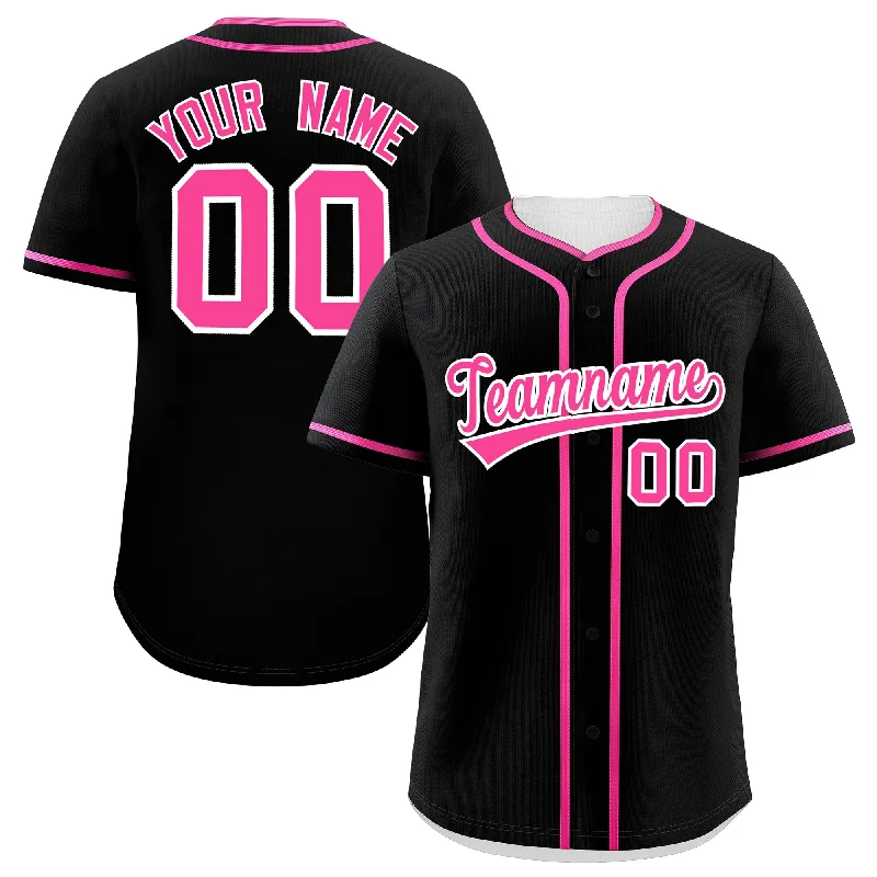 Baseball Jersey for Exclusive Baseball Gear for Fans-Custom Black Pink Personalized Classic Authentic Baseball Jersey