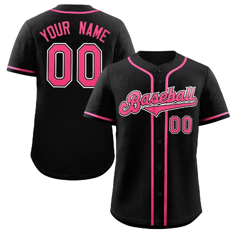 Baseball Jersey for Local Baseball League Gear-Custom Black Pink-Gray Classic Style Authentic Baseball Jersey