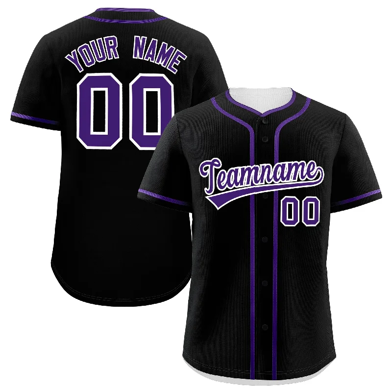 Baseball Jersey for Personalized Jerseys for Schools-Custom Black Purple Personalized Classic Authentic Baseball Jersey