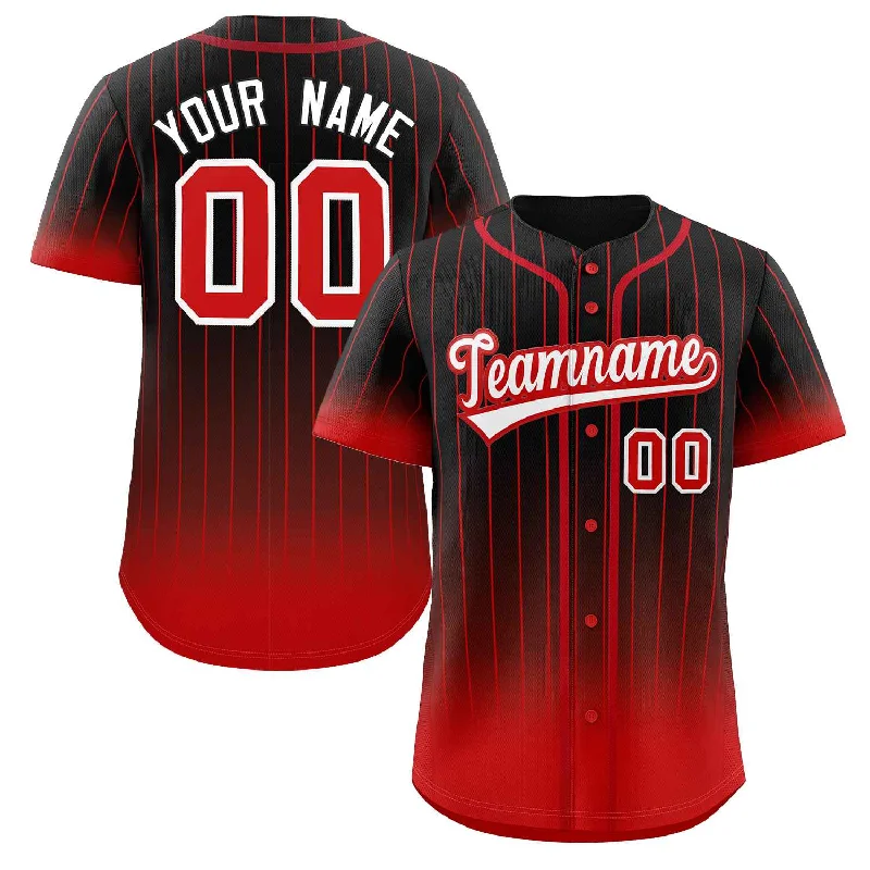 Baseball Jersey for Fun Family Baseball Events-Custom Black Red-White Gradient Stripe Fashion Authentic Baseball Jersey