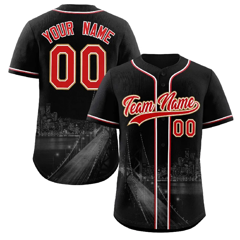 Baseball Jersey for Sports Fundraisers-Custom Black Red-White San Francisco City Connect Baseball Jersey