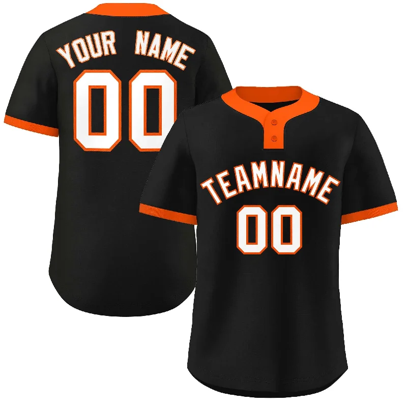 Baseball Jersey for Limited Edition Apparel-Custom Black White-Orange Classic Style Authentic Two-Button Baseball Jersey