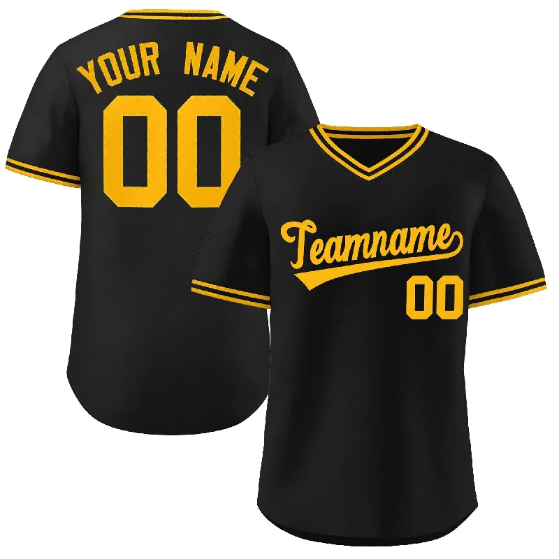 Baseball Jersey for National Baseball Team Gear-Custom Black Yellow Classic Style Outdoor Authentic Pullover Baseball Jersey