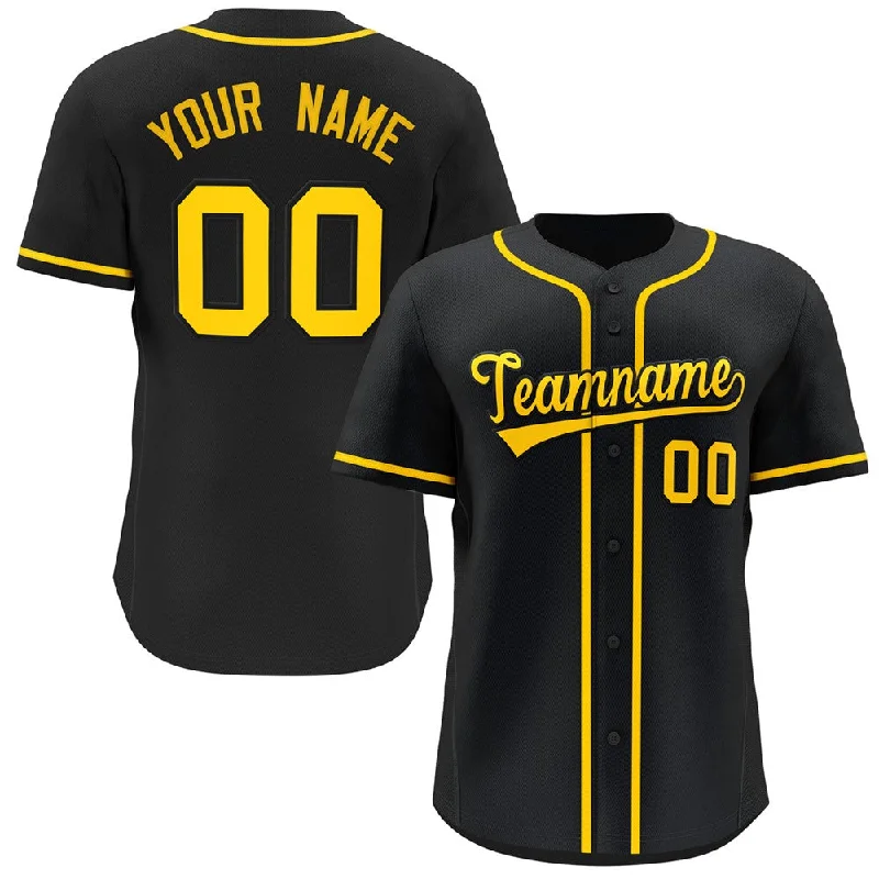 Baseball Jersey for High School Baseball Teams-Custom Black Yellow Classic Style Fashion Authentic Baseball Jersey