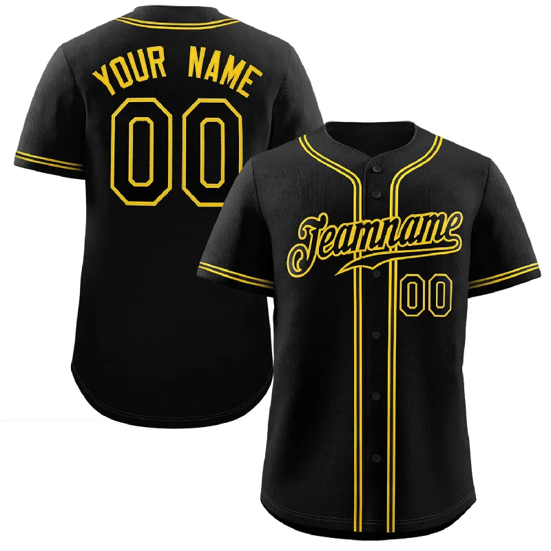 Baseball Jersey for Fun Sports Events-Custom Black Gold Classic Style Authentic Baseball Jersey