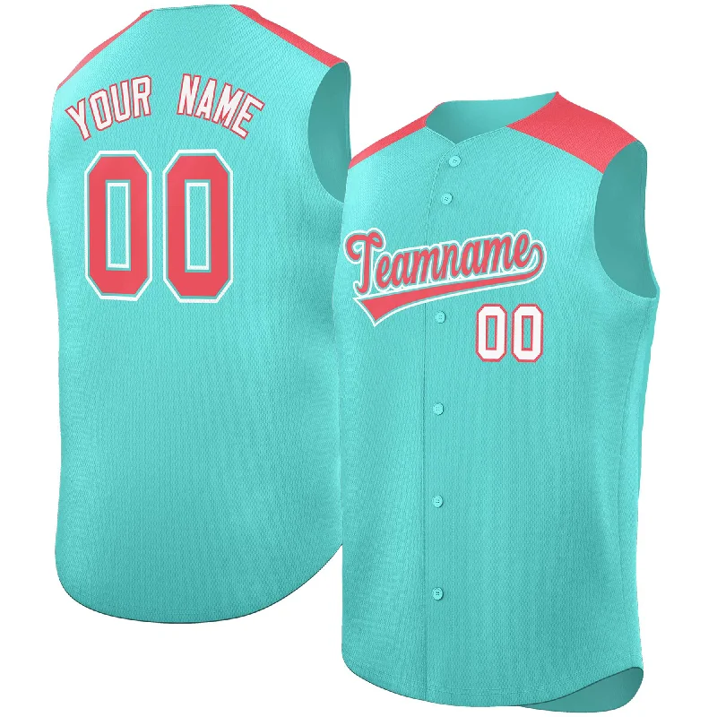 Baseball Jersey for Custom Fan Gear for Competitions-Custom Bright Green Light Red Personalized Classic Authentic Sleeveless Baseball Jersey