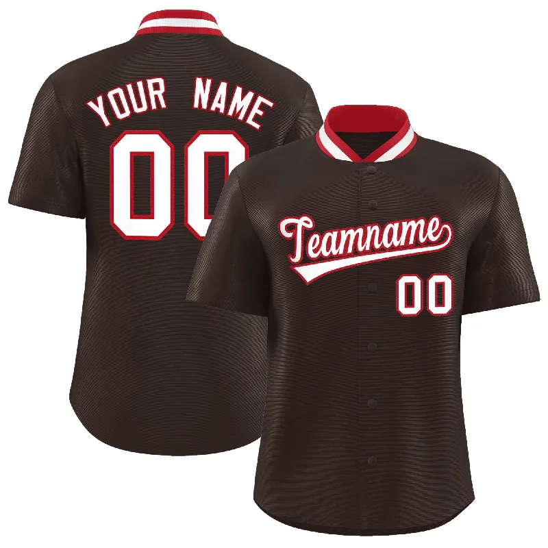 Baseball Jersey for Custom Apparel for Fans-Custom Brown Classic Style Authentic Stand Collar Baseball Jersey