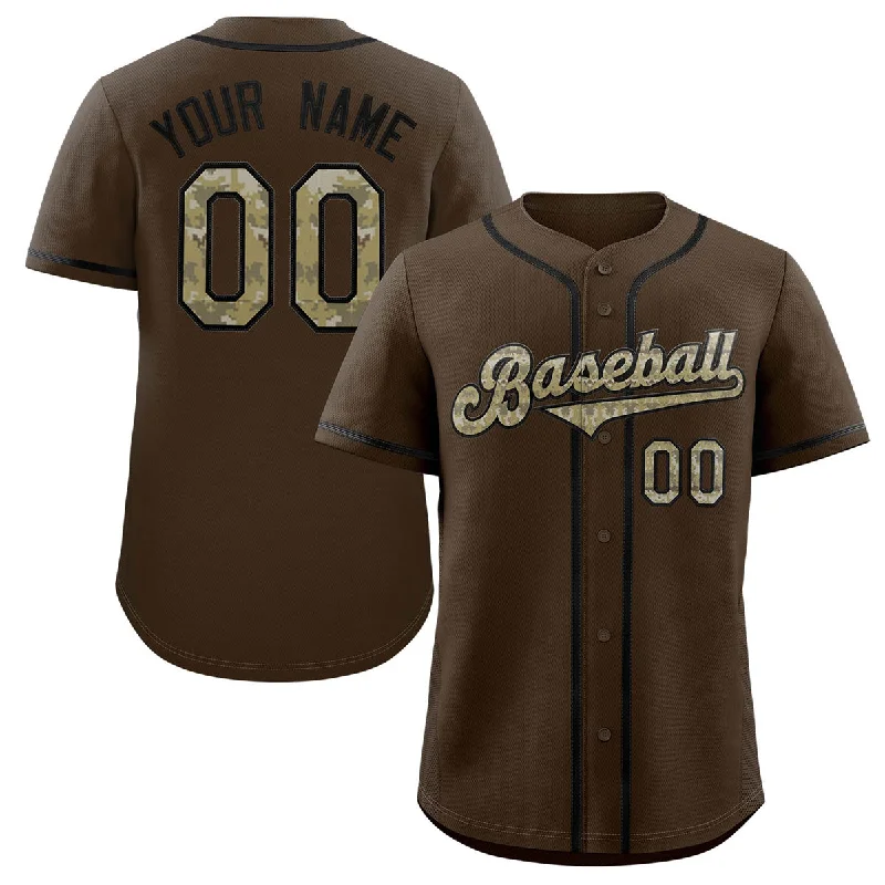 Baseball Jersey for Customized Team Logos-Custom Brown Olive-Black Classic Style Authentic Baseball Jersey