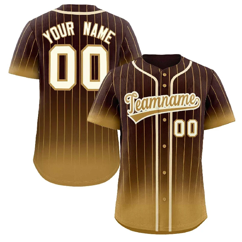 Baseball Jersey for Fun Baseball Group Apparel-Custom Brown Old Gold-Cream Gradient Stripe Fashion Authentic Baseball Jersey