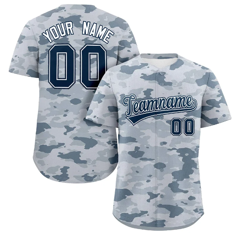 Baseball Jersey for Fan Gear for Baseball Games-Custom Camo Navy White Authentic Baseball Jersey