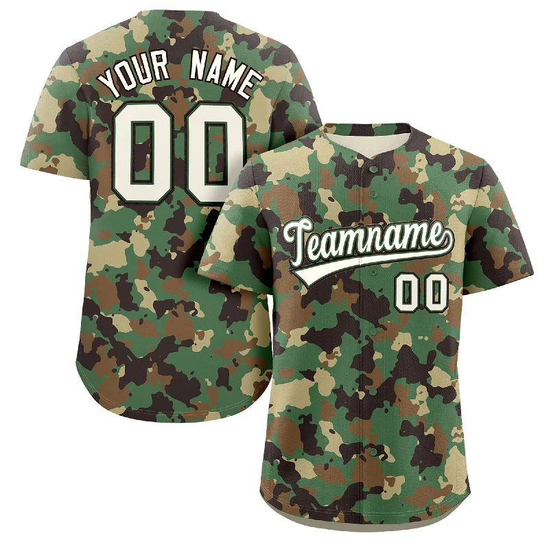 Baseball Jersey for Group Orders-Custom Camo White Brown Authentic Baseball Jersey