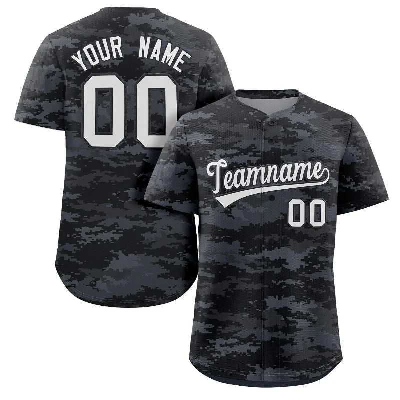 Baseball Jersey for Team Merchandise for Events-Custom Camo White Gray Authentic Baseball Jersey