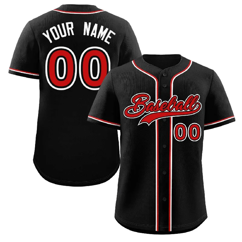 Baseball Jersey for Personalized Jerseys for School Teams-Custom Black Red-White Classic Style Authentic Baseball Jersey