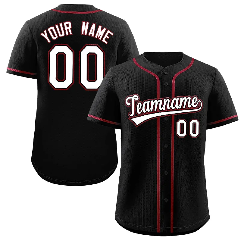 Baseball Jersey for Custom Fan Apparel for Local Teams-Custom Black White-Crimson Classic Style Authentic Baseball Jersey