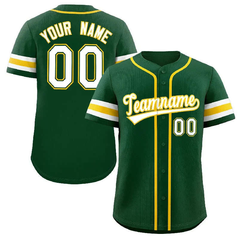 Baseball Jersey for Retro Fan Gear-Custom Green Yellow-White Classic Style Authentic Baseball Jersey