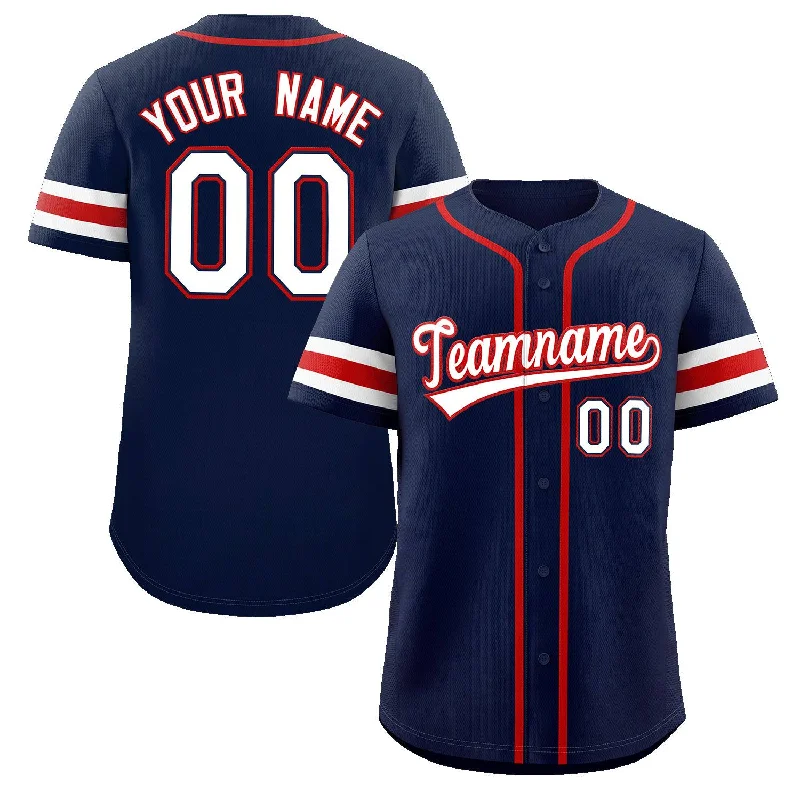 Baseball Jersey for Casual Wear-Custom Navy White-Red Classic Style Authentic Baseball Jersey