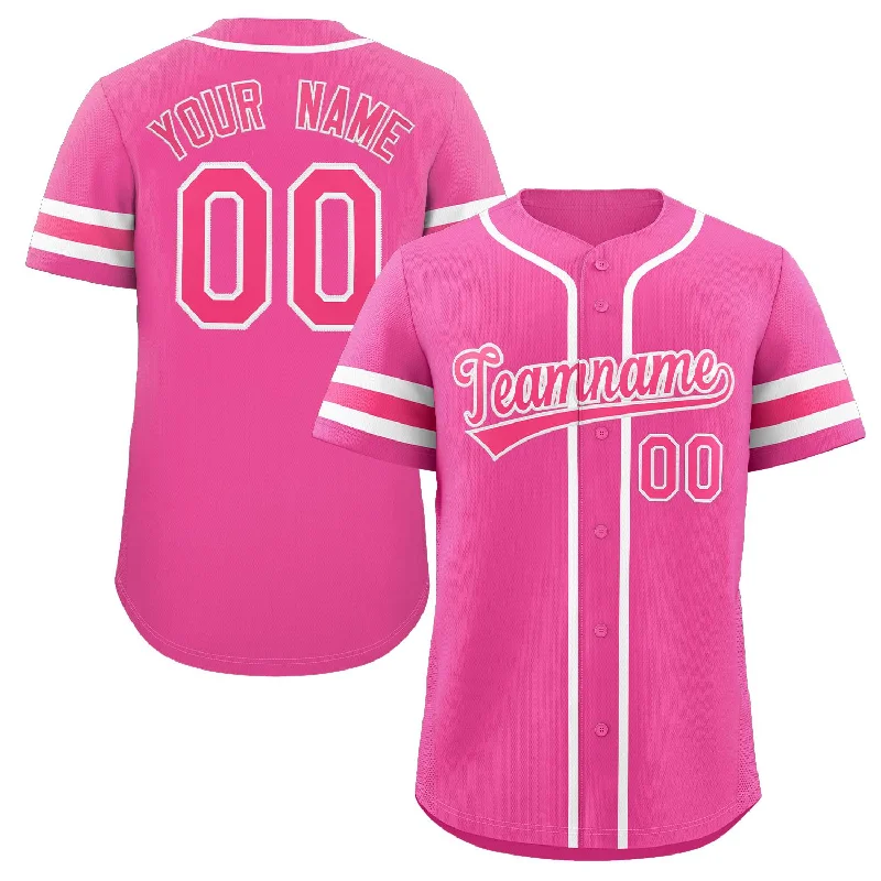 Baseball Jersey for Youth Baseball Teams-Custom Pink White Classic Style Authentic Baseball Jersey