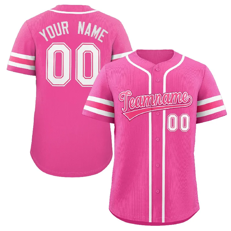 Baseball Jersey for Holiday Gifts for Baseball Fans-Custom Pink White Classic Style Authentic Baseball Jersey