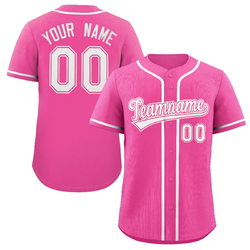 Baseball Jersey for Local Baseball Leagues-Custom Pink White Classic Style Authentic Baseball Jersey