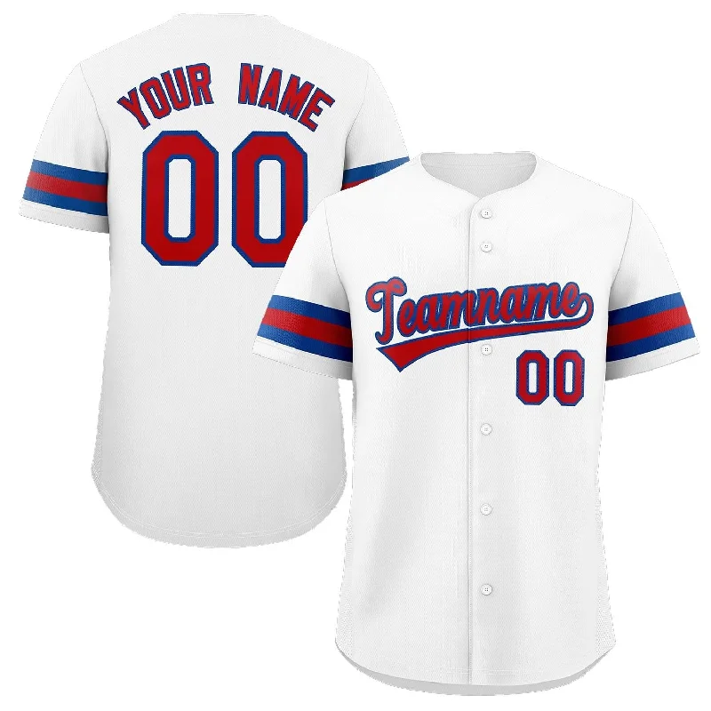 Baseball Jersey for Youth Baseball Teams-Custom White Red-Royal Classic Style Authentic Baseball Jersey