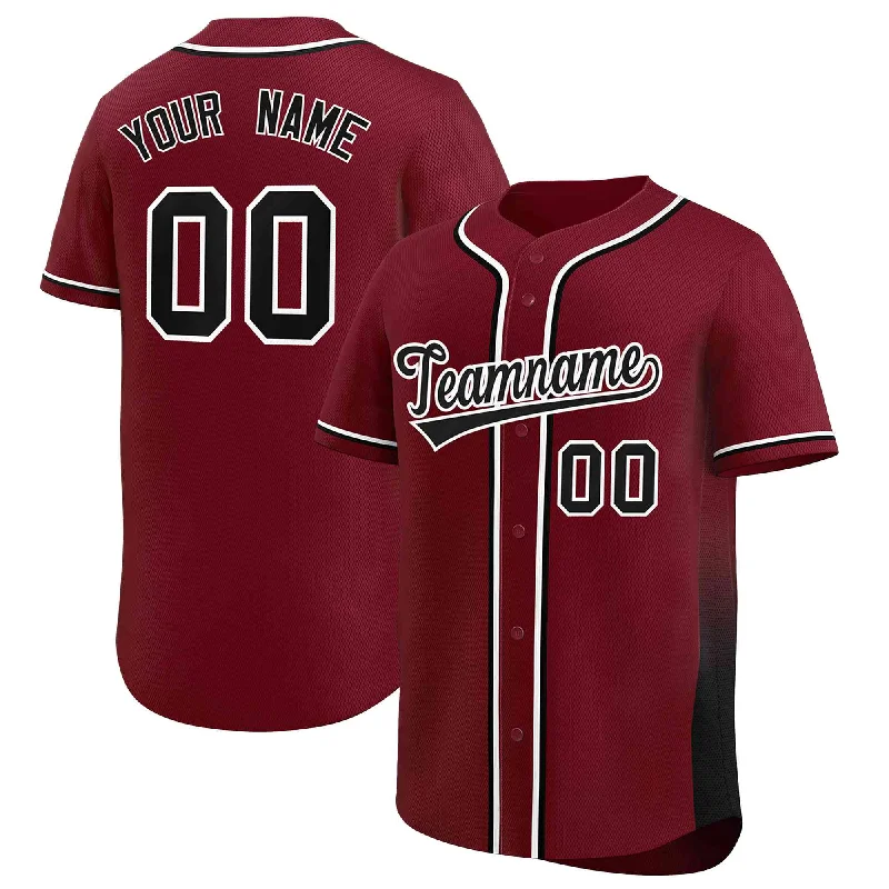 Baseball Jersey for Official Team Jerseys-Custom Crimson Black Personalized Gradient Side Design Authentic Baseball Jersey