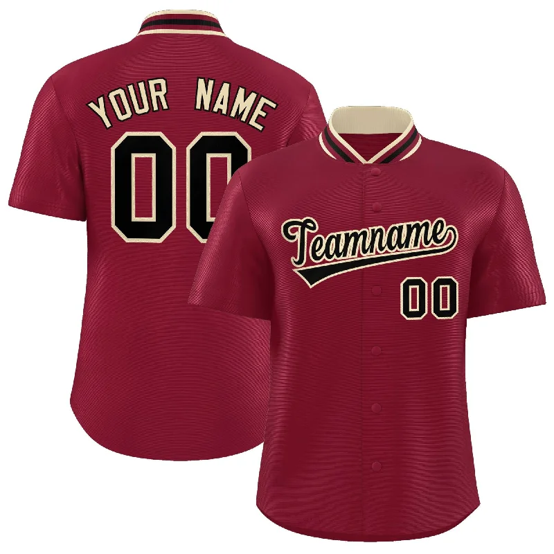 Baseball Jersey for Personalized Team Wear-Custom Crimson Classic Style Authentic Stand Collar Baseball Jersey