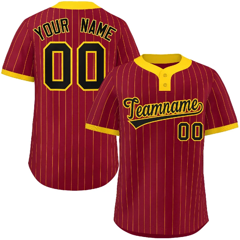 Baseball Jersey for Custom Team Jerseys for Gifts-Custom Crimson Gold Stripe Fashion Authentic Two-Button Baseball Jersey