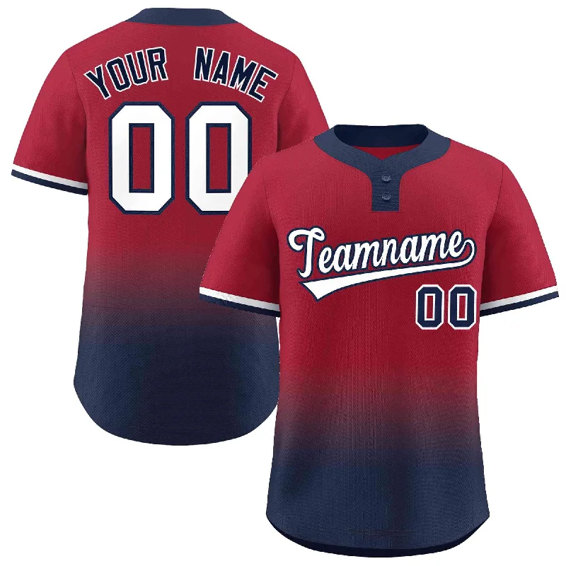 Baseball Jersey for Special Edition Baseball Fan Gear-Custom Crimson Navy White-Navy Gradient Fashion Authentic Two-Button Baseball Jersey