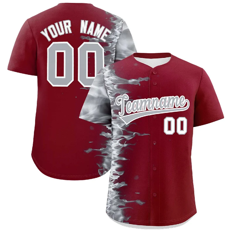 Baseball Jersey for Supporter Gear-Custom Crimson Personalized 3D Flame Design Authentic Baseball Jersey